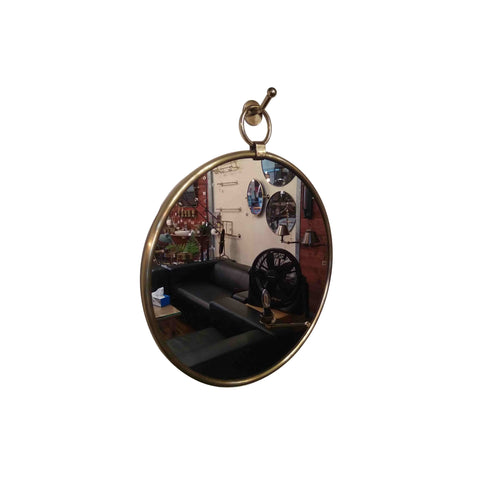 6507B Brass Large Round Mirror W/Hook for Bathrooms