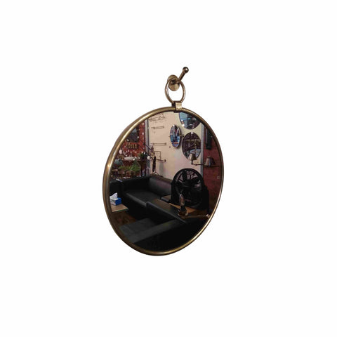 6691B Brass Medium Round Mirror W/Hook for Bathrooms