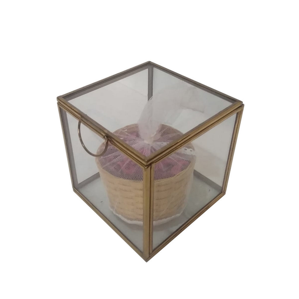 12024 Square Brass and Glass Jewellery Box
