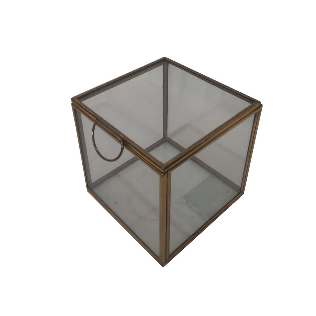 12024 Square Brass and Glass Jewellery Box