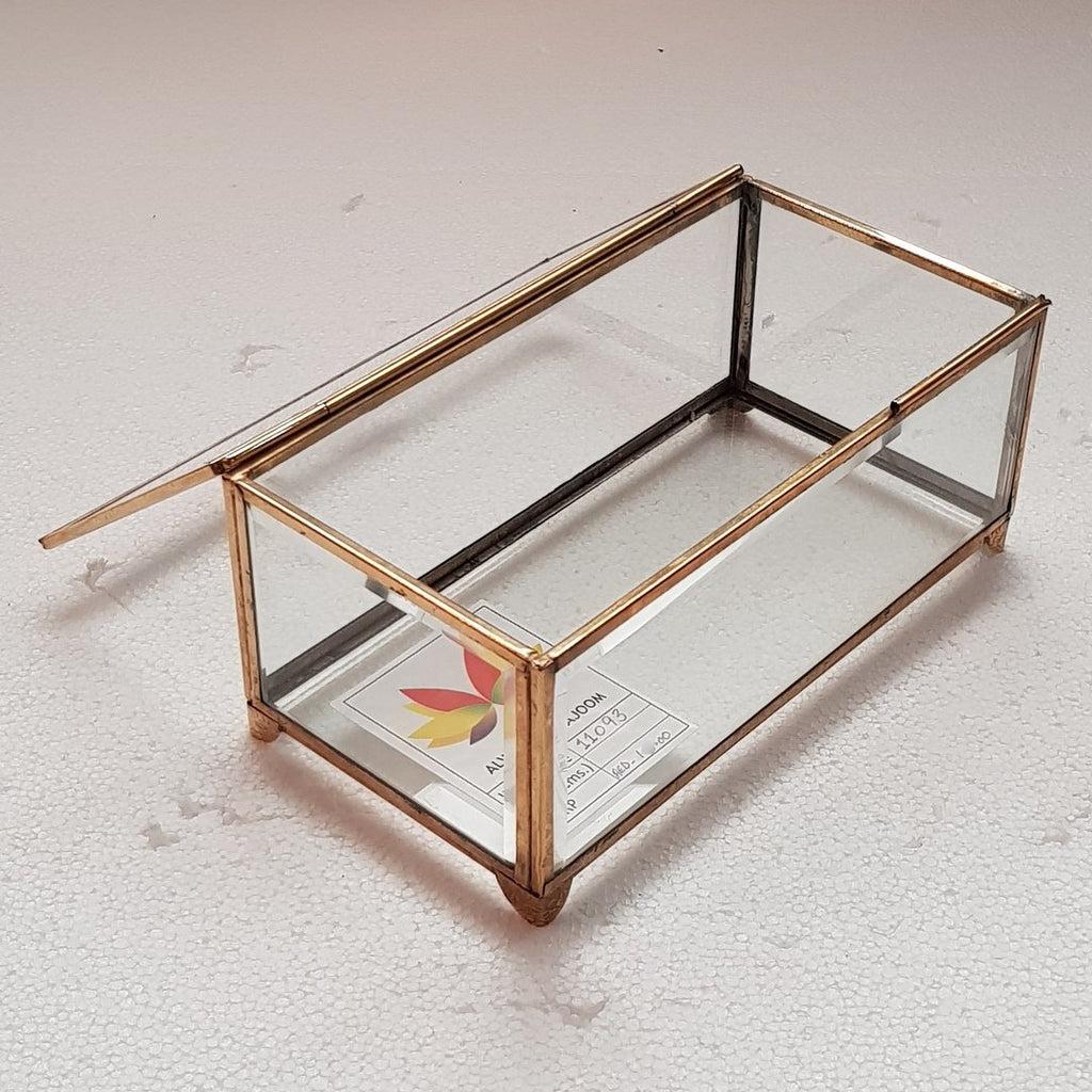 11093 Rectangular Brass and Glass Jewellery Box
