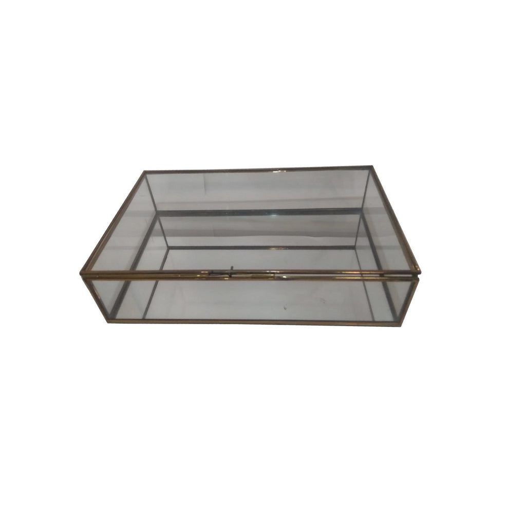12022 Rectangular Brass and Glass Jewellery Box
