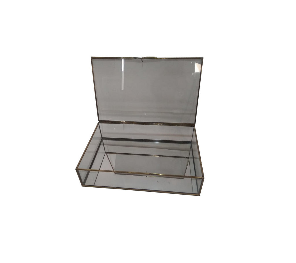 12022 Rectangular Brass and Glass Jewellery Box