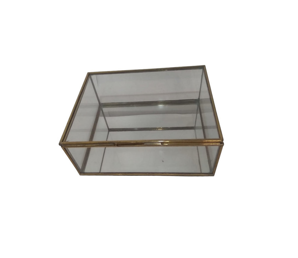 12023 Rectangular Brass and Glass Jewellery Box