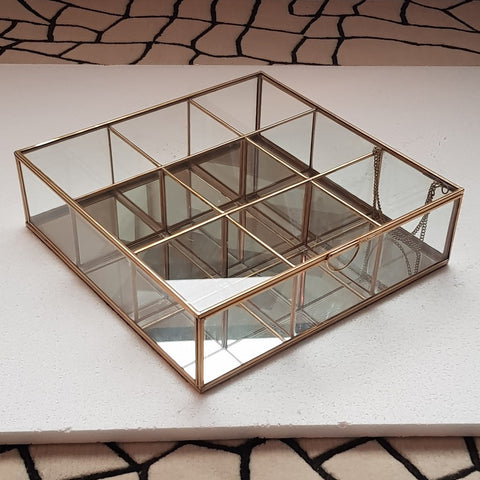 12027 Square Brass and Glass Jewellery Box