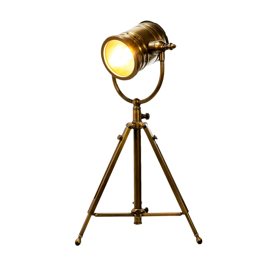 58849LB Lantern Brass Adjustable Tripod Lamp