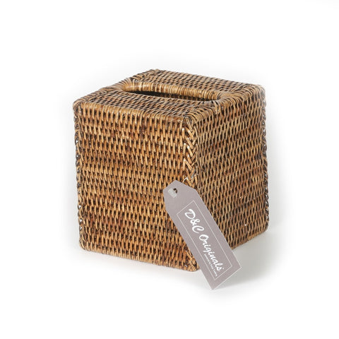 MCS 386 Square Natural Colour Rattan Tissue Box Cover